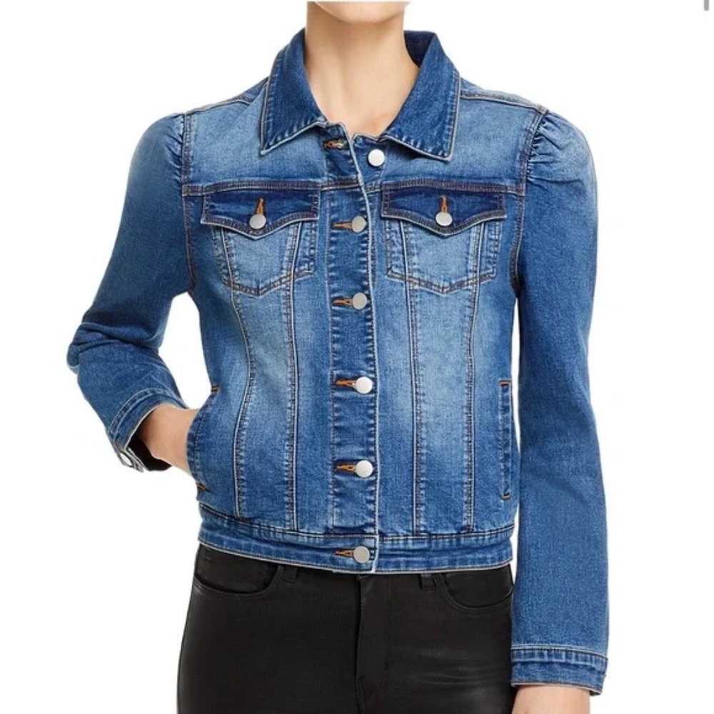 Aqua Puff Sleeve Denim Jacket